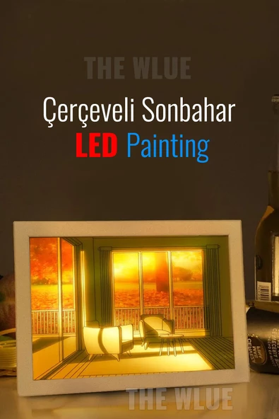 The Wlue Çerçeveli LED Painting Masa ve Gece Lambası Sonbahar Ambianslı Kablolu 3 Renk Tonu