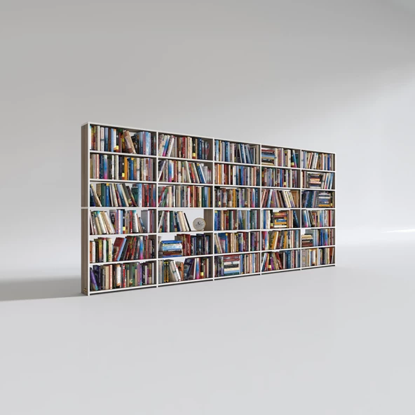 Kenzlife kitaplık süper ga crd 180*400*19 6 katlı 5 bölme çift bölme opsiyonlu ofis mutfak banyo dolabı arkalıksız - Resim 2