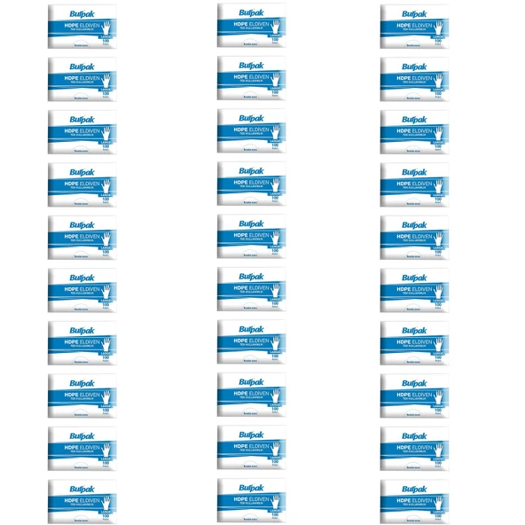 Burpak HDPE İş Temizlik Tek Kullanımlık Şeffaf Eldiven / Büyük Boy / 100 Adetlik 30 Paket
