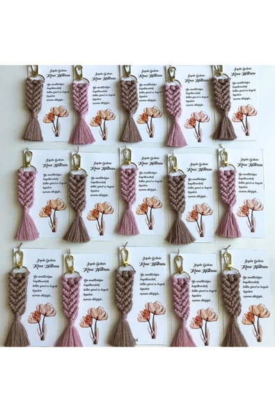 El Örmesi Makrome Anahtarlık Düğün Kına Söz Sünnet Nişan Için Hediyelik -100 ADET