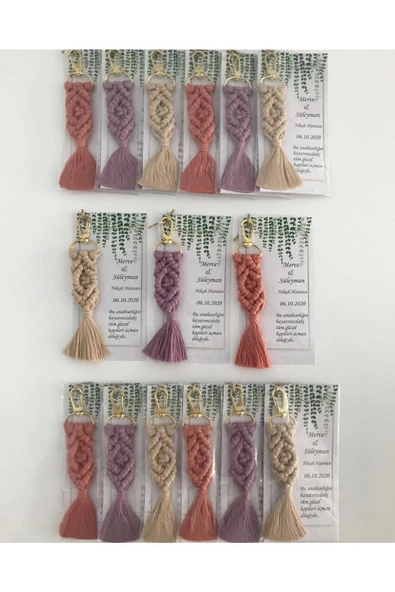 El Örmesi Makrome Anahtarlık Düğün Kına Söz Sünnet Nişan Için Hediyelik -25 ADET