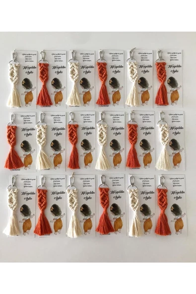 El Örmesi Makrome Anahtarlık Düğün Kına Söz Sünnet Nişan Için Hediyelik -50 ADET