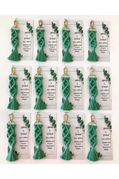 El Örmesi Makrome Anahtarlık Düğün Kına Söz Sünnet Nişan Için Hediyelik-10 ADET