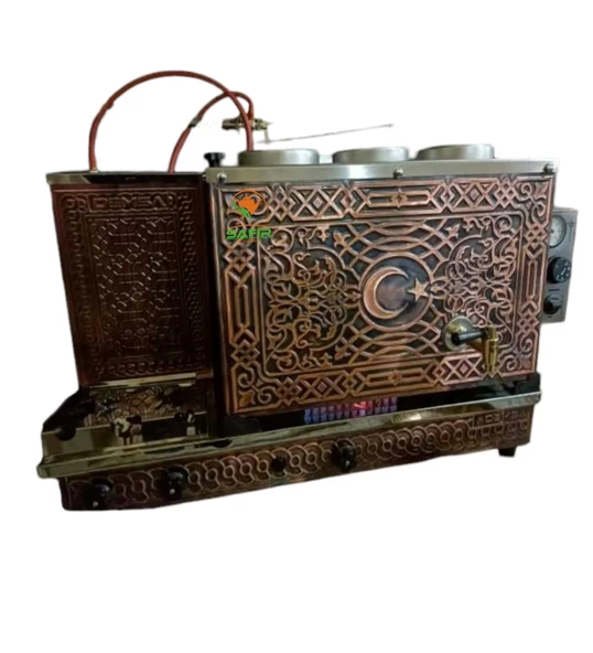 3 Demlikli Bakır Tam Otomatik Çay Kazanı Bayrak Model Elektrik+ Doğalgazlı Çay Ocağı Çay Semaveri Çay Makinesi Safir Çay Kazanları - 2