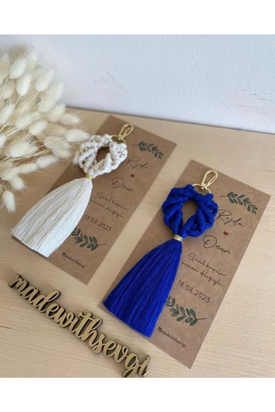 El Örmesi Makrome Anahtarlık Düğün Kına Söz Sünnet Nişan Için Hediyelik -50 ADET