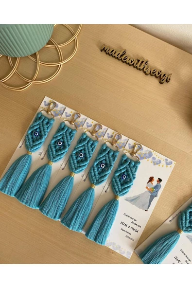 El Örmesi Makrome Anahtarlık Düğün Kına Söz Sünnet Nişan Için Hediyelik -100 ADET