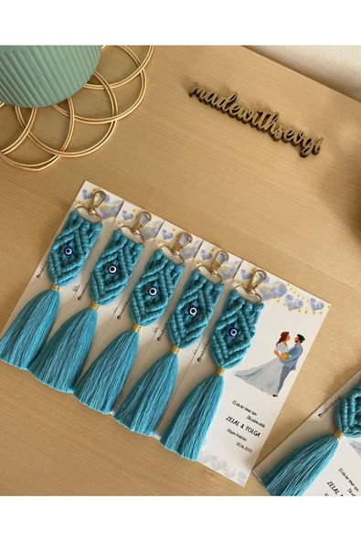 El Örmesi Makrome Anahtarlık Düğün Kına Söz Sünnet Nişan Için Hediyelik -25 ADET