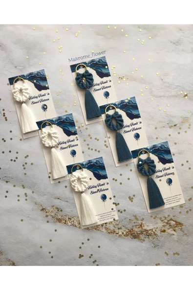 El Örmesi Makrome Anahtarlık Düğün Kına Söz Sünnet Nişan Için Hediyelik -50 ADET