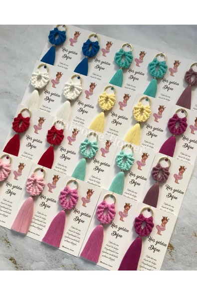 El Örmesi Makrome Anahtarlık Düğün Kına Söz Sünnet Nişan Için Hediyelik -25 ADET