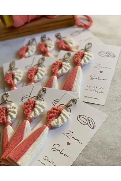 El Örmesi Makrome Anahtarlık Düğün Kına Söz Sünnet Nişan Için Hediyelik-10 ADET