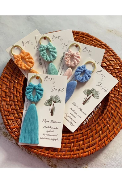 El Örmesi Makrome Anahtarlık Düğün Kına Söz Sünnet Nişan Için Hediyelik -100 ADET