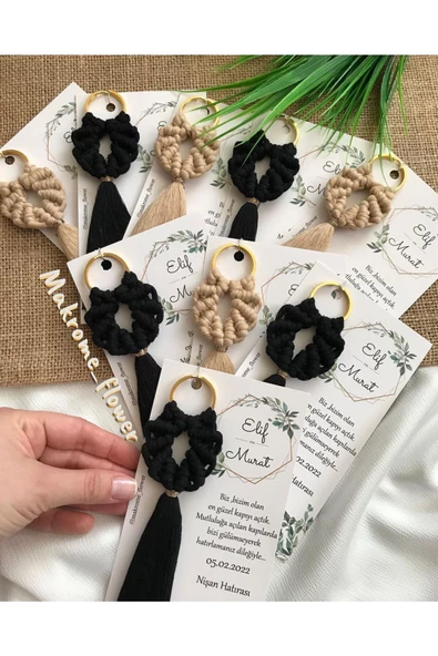 El Örmesi Makrome Anahtarlık Düğün Kına Söz Sünnet Nişan Için Hediyelik -100 ADET