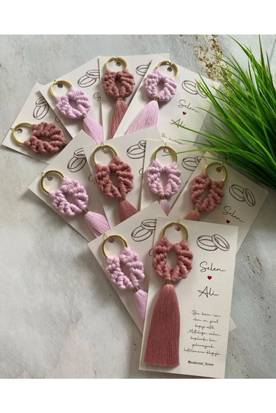 El Örmesi Makrome Anahtarlık Düğün Kına Söz Sünnet Nişan Için Hediyelik -25 ADET