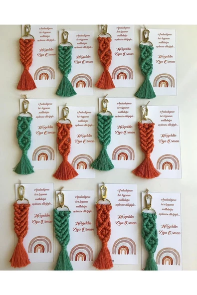 El Örmesi Makrome Anahtarlık Düğün Kına Söz Sünnet Nişan Için Hediyelik -50 ADET