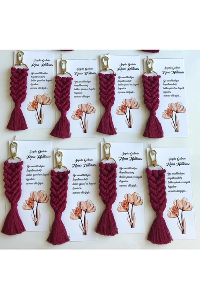 El Örmesi Makrome Anahtarlık Düğün Kına Söz Sünnet Nişan Için Hediyelik -50 ADET