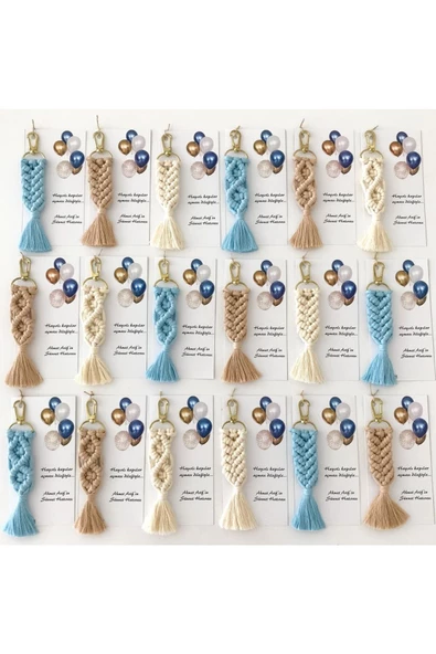 El Örmesi Makrome Anahtarlık Düğün Kına Söz Sünnet Nişan Için Hediyelik -50 ADET