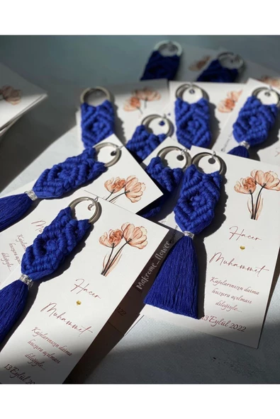 El Örmesi Makrome Anahtarlık Düğün Kına Söz Sünnet Nişan Için Hediyelik -50 ADET