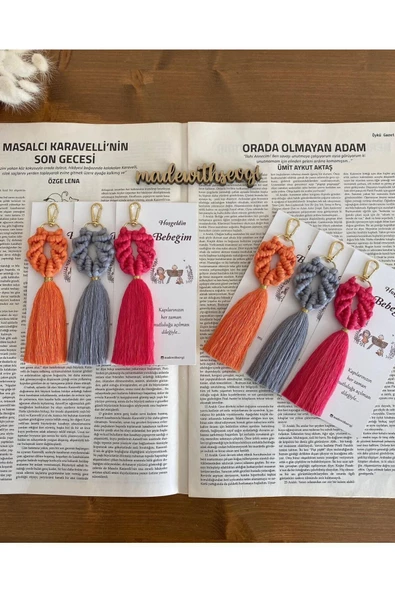 El Örmesi Makrome Anahtarlık Düğün Kına Söz Sünnet Nişan Için Hediyelik -50 ADET