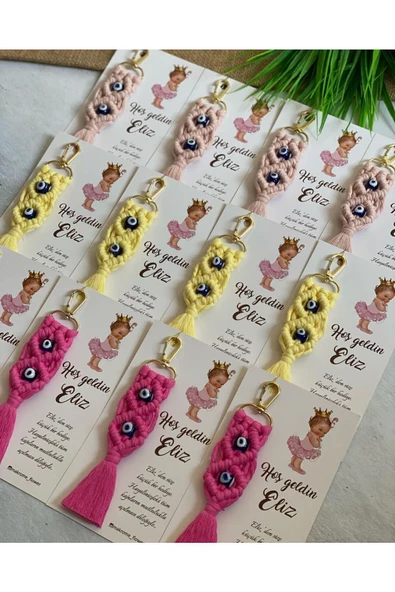 El Örmesi Makrome Anahtarlık Düğün Kına Söz Sünnet Nişan Için Hediyelik -50 ADET