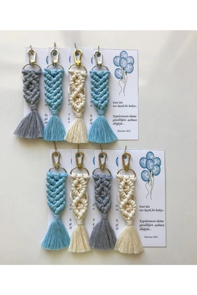 El Örmesi Makrome Anahtarlık Düğün Kına Söz Sünnet Nişan Için Hediyelik -100 ADET