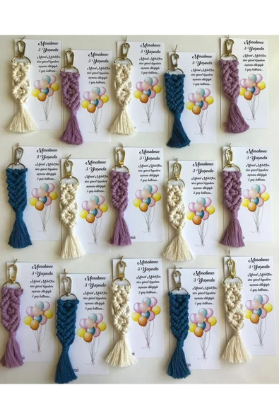 El Örmesi Makrome Anahtarlık Düğün Kına Söz Sünnet Nişan Için Hediyelik -50 ADET