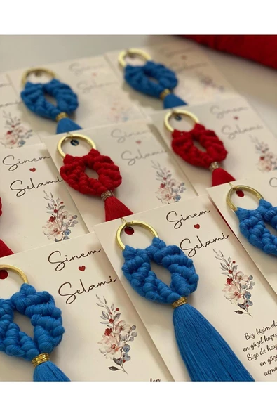 El Örmesi Makrome Anahtarlık Düğün Kına Söz Sünnet Nişan Için Hediyelik-10 ADET