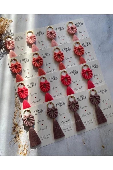 El Örmesi Makrome Anahtarlık Düğün Kına Söz Sünnet Nişan Için Hediyelik -50 ADET