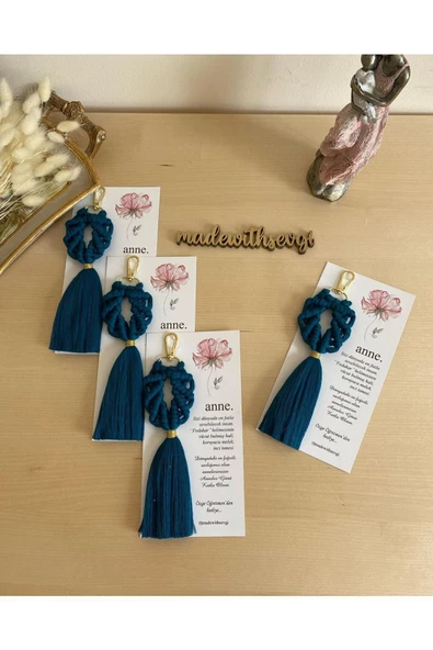 El Örmesi Makrome Anahtarlık Düğün Kına Söz Sünnet Nişan Için Hediyelik -25 ADET