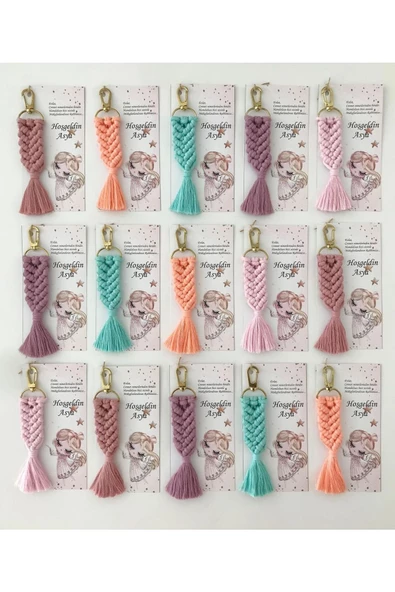 El Örmesi Makrome Anahtarlık Düğün Kına Söz Sünnet Nişan Için Hediyelik -25 ADET