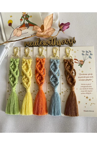 El Örmesi Makrome Anahtarlık Düğün Kına Söz Sünnet Nişan Için Hediyelik -50 ADET