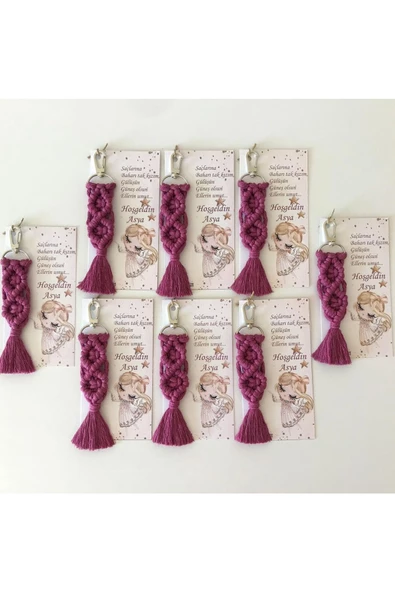El Örmesi Makrome Anahtarlık Düğün Kına Söz Sünnet Nişan Için Hediyelik-10 ADET