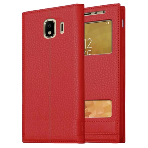 Samsung Galaxy J4 J400 Uyumlu Pencereli Kapaklı Magnum Kılıf - Resim 2