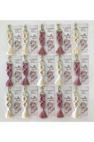 El Örmesi Makrome Anahtarlık Düğün Kına Söz Sünnet Nişan Için Hediyelik -50 ADET