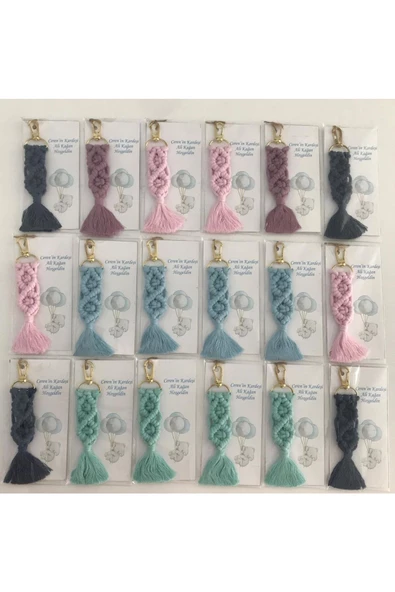 El Örmesi Makrome Anahtarlık Düğün Kına Söz Sünnet Nişan Için Hediyelik -25 ADET