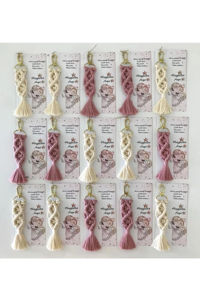 El Örmesi Makrome Anahtarlık Düğün Kına Söz Sünnet Nişan Için Hediyelik -25 ADET