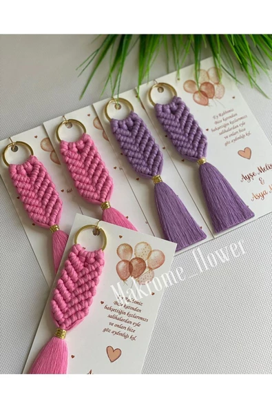 El Örmesi Makrome Anahtarlık Düğün Kına Söz Sünnet Nişan Için Hediyelik -50 ADET