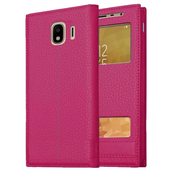 Samsung Galaxy J4 J400 Uyumlu Pencereli Kapaklı Magnum Kılıf - Resim 5