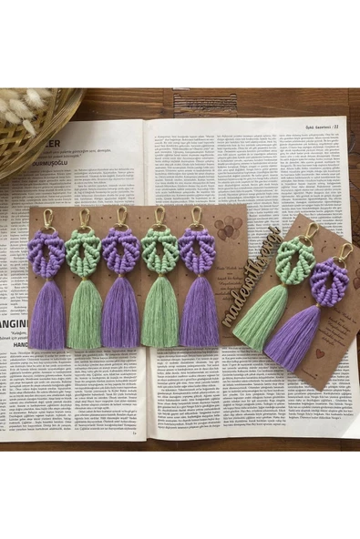 El Örmesi Makrome Anahtarlık Düğün Kına Söz Sünnet Nişan Için Hediyelik-10 ADET