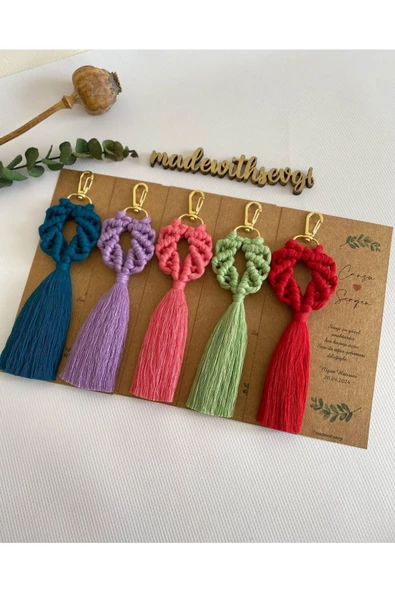 El Örmesi Makrome Anahtarlık Düğün Kına Söz Sünnet Nişan Için Hediyelik-10 ADET