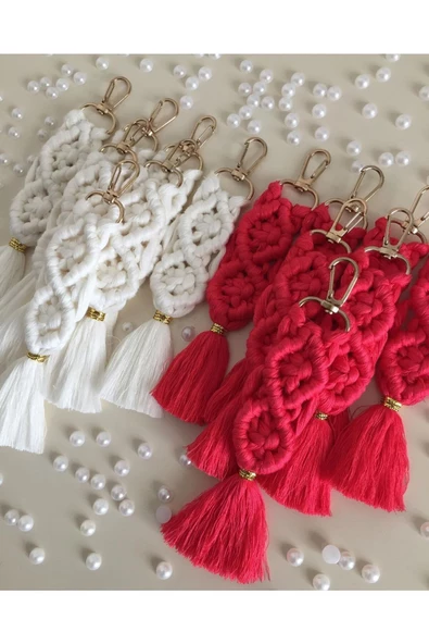 El Örmesi Makrome Anahtarlık Düğün Kına Söz Sünnet Nişan Için Hediyelik -100 ADET