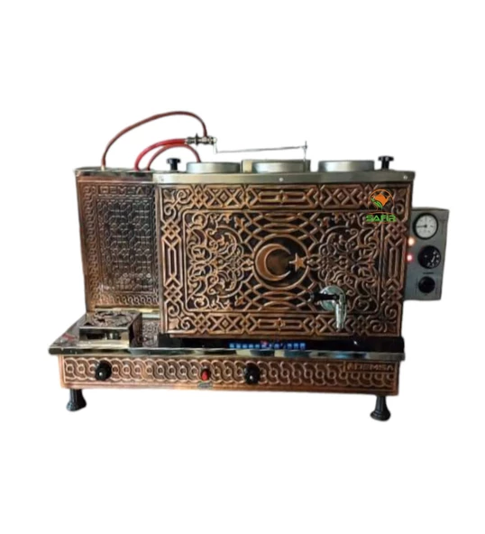3 Demlikli Bakır Tam Otomatik Çay Kazanı Bayrak Model Elektrik+ Doğalgazlı Çay Ocağı Çay Semaveri Çay Makinesi Safir Çay Kazanları - 5