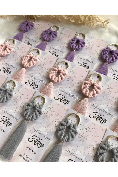 El Örmesi Makrome Anahtarlık Düğün Kına Söz Sünnet Nişan Için Hediyelik -25 ADET