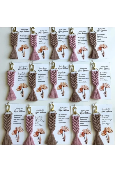 El Örmesi Makrome Anahtarlık Düğün Kına Söz Sünnet Nişan Için Hediyelik -25 ADET