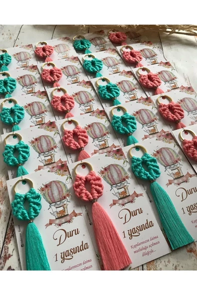 El Örmesi Makrome Anahtarlık Düğün Kına Söz Sünnet Nişan Için Hediyelik -50 ADET