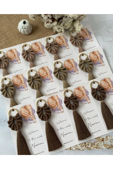 El Örmesi Makrome Anahtarlık Düğün Kına Söz Sünnet Nişan Için Hediyelik-10 ADET