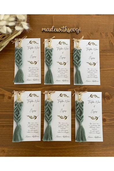 El Örmesi Makrome Anahtarlık Düğün Kına Söz Sünnet Nişan Için Hediyelik-10 ADET