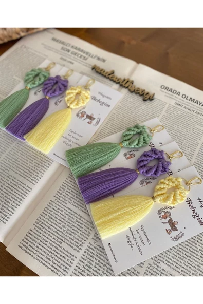 El Örmesi Makrome Anahtarlık Düğün Kına Söz Sünnet Nişan Için Hediyelik -100 ADET ürün görseli