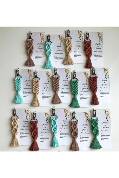 El Örmesi Makrome Anahtarlık Düğün Kına Söz Sünnet Nişan Için Hediyelik -100 ADET