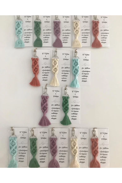 El Örmesi Makrome Anahtarlık Düğün Kına Söz Sünnet Nişan Için Hediyelik -100 ADET