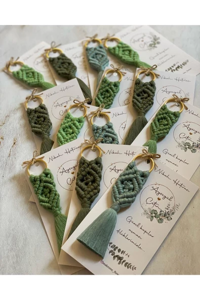 El Örmesi Makrome Anahtarlık Düğün Kına Söz Sünnet Nişan Için Hediyelik -25 ADET